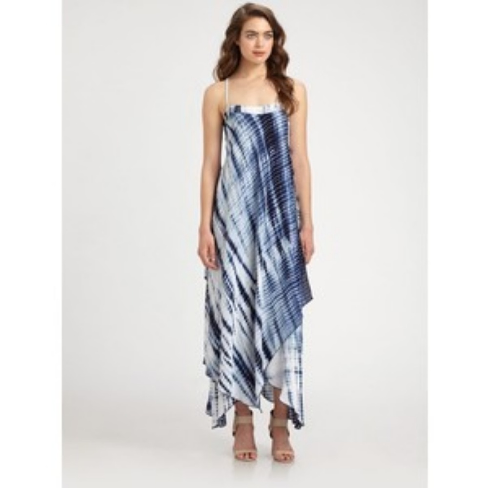 Michael Kors Asymmetrical Blue White Tie-Dye Dress